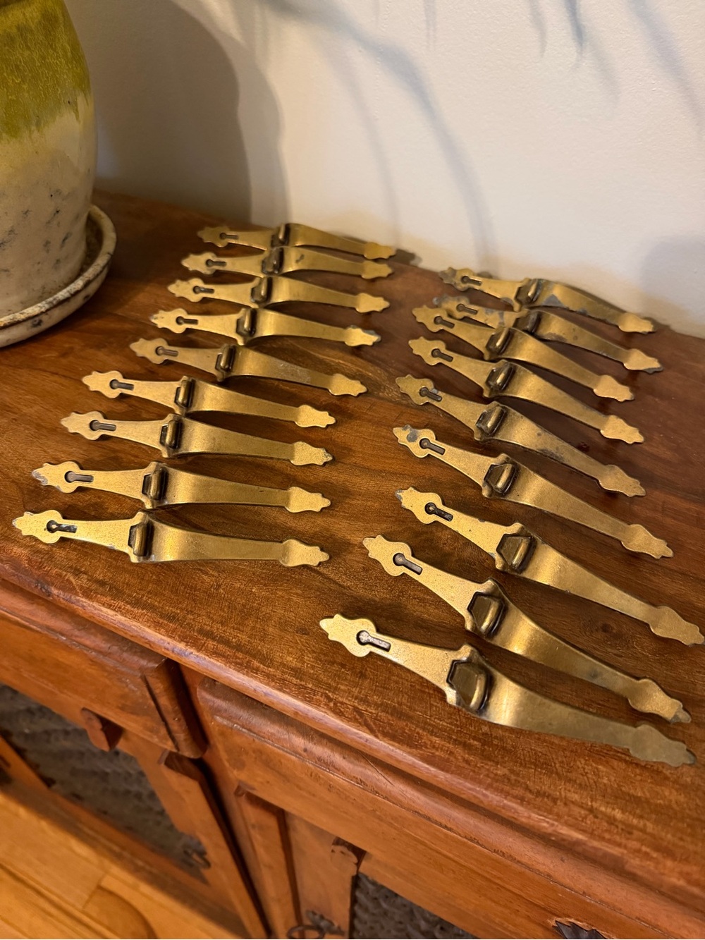 Vintage Brass Cabinet Pulls- Set of 18